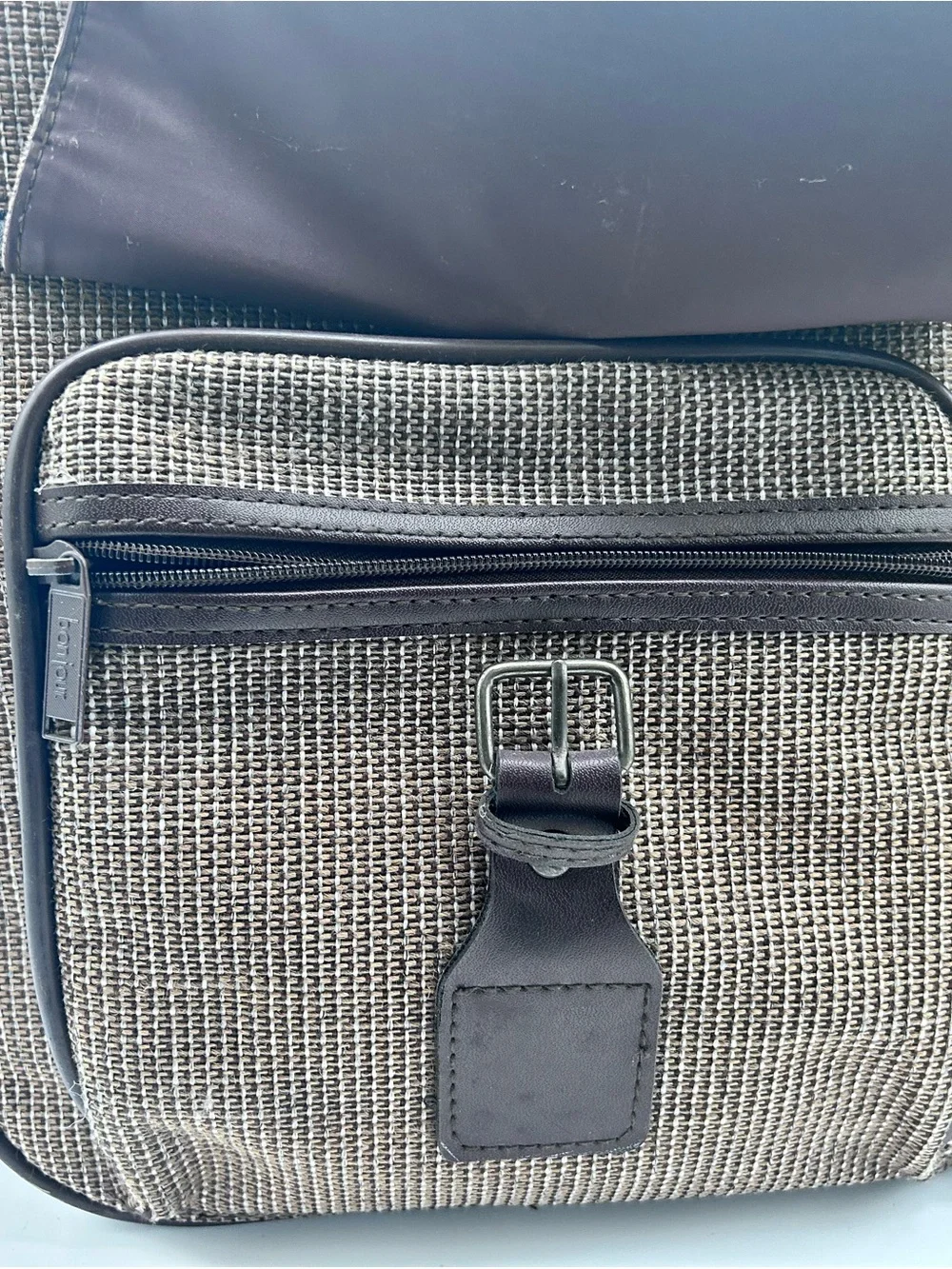 VINTAGE 1980s Leather-Trim Brown Travel Briefcase - Men